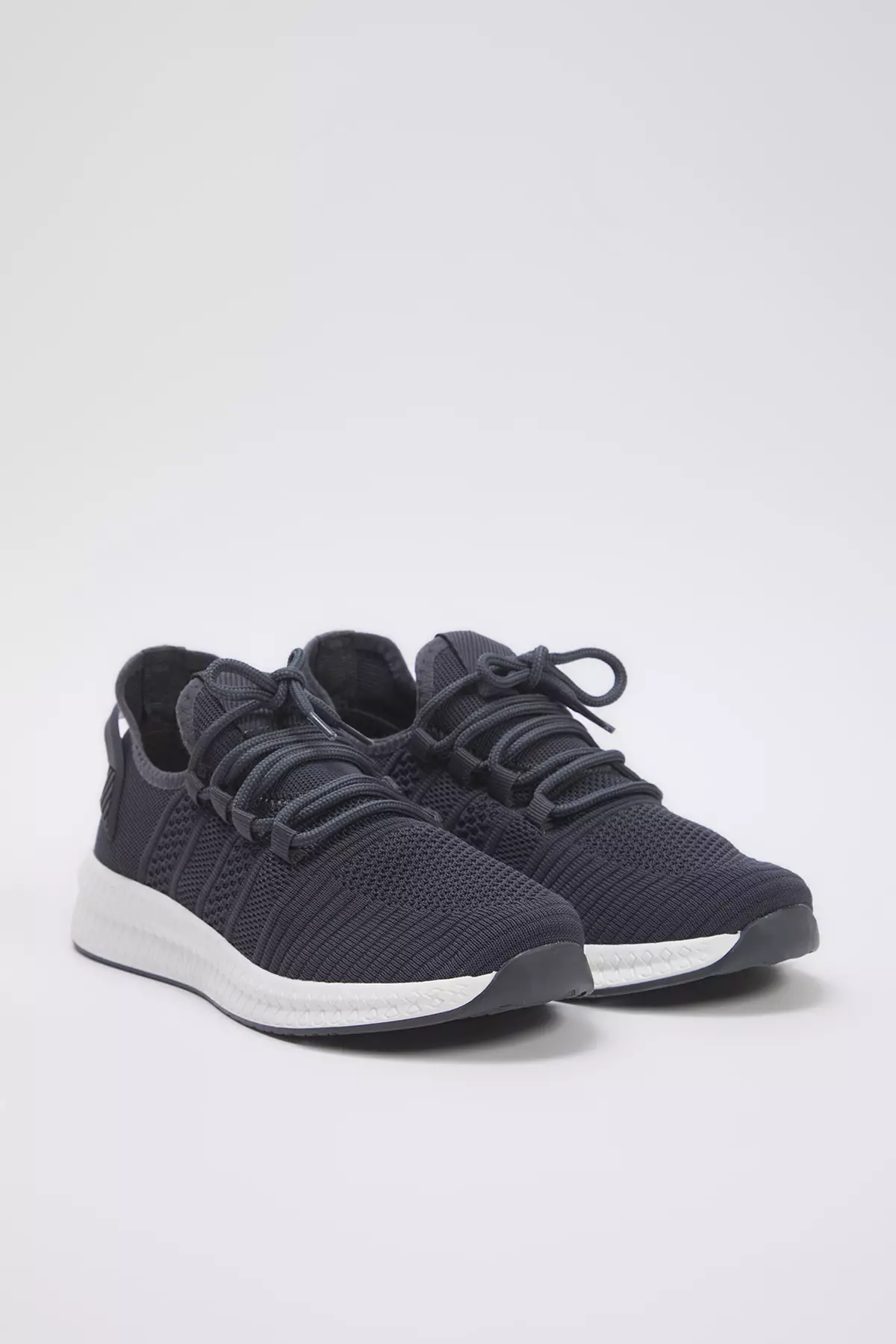 Navy Blue Knitwear Lace-Up Light Sole Men's Sneakers Takss25Sn00018
