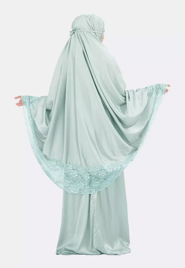 Cotton Bee - Syerin Lace Prayer Set | Mukena Renda | Mukena Dewasa - Misty Jade