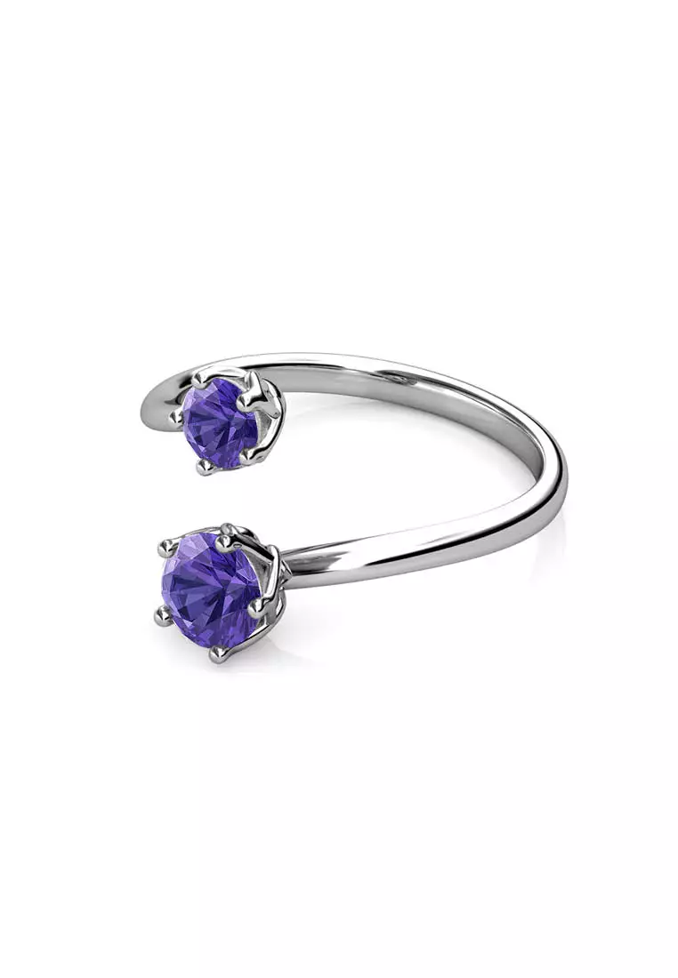Birth Stone Ring February Amethyst WG - Cincin Crystal by Her Jewellery