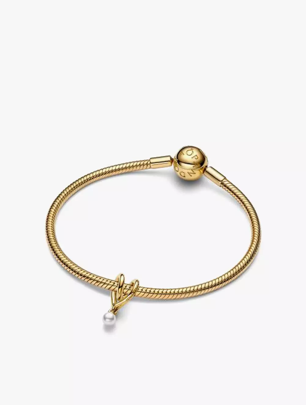 Wrapped Heart 14k Gold-Plated Charm with White Lacquered Artificial Pearl