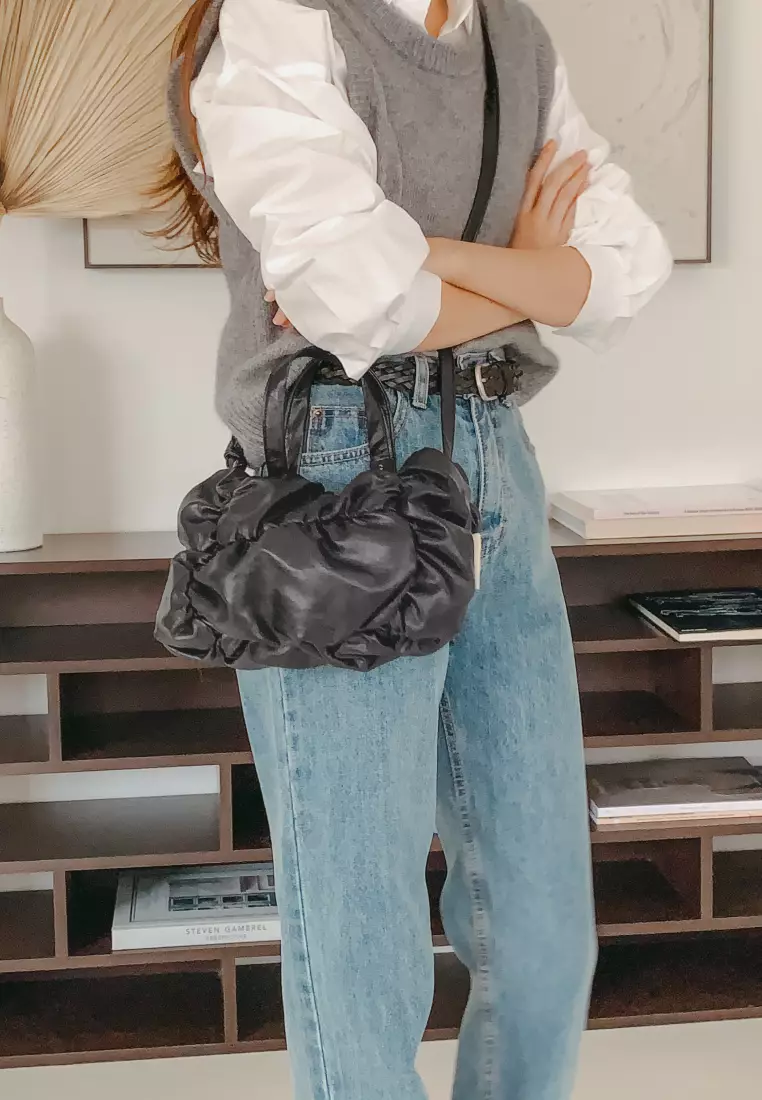 POPCORN JAZZ Nylon Crossbody Bag Black