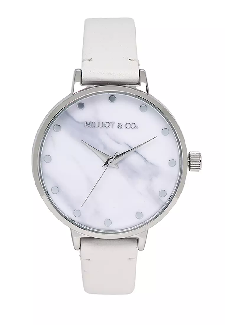 Buy Milliot Co. Calvin Silver Faux Leather Strap Watch 2024