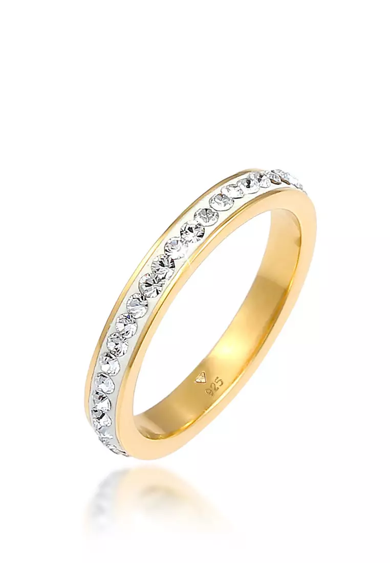 Ring Sparkling Crystals Gold Plated
