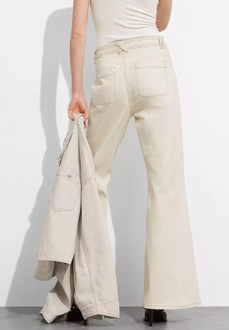 [OPEN YY] PATCHWORK EFFECT LOOSE BOOTCUT★新作・25SS★韓国★ SALE】【OPEN YY】PATCHWORK EFFECT LOOSE BOOTCUT