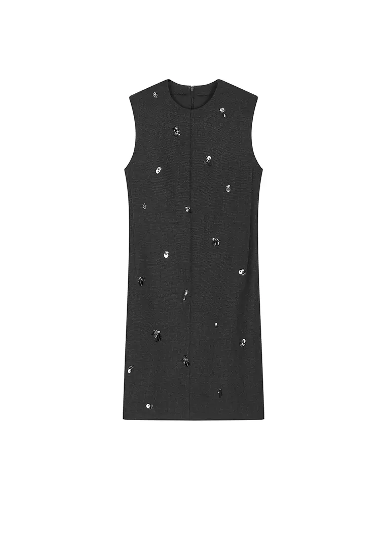 [Cocktail] Blend 3D Pattern X-line Sleeveless Dress