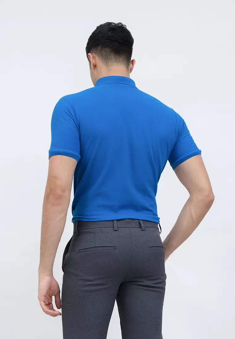 polo shirt baju kaos kerah polo slim houseofcuff biru