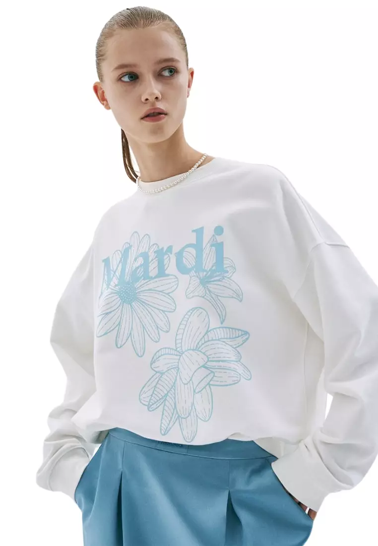 Sweatshirt Triple Flower - White Sky