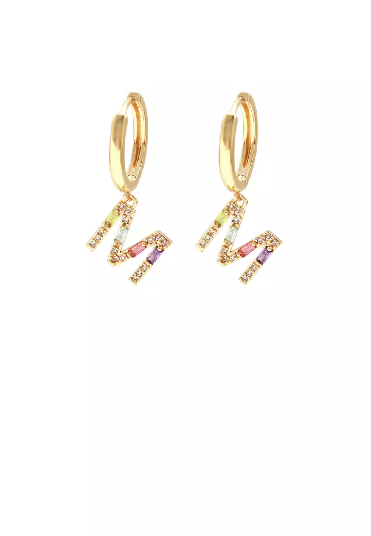 Gold letter m earrings outlet