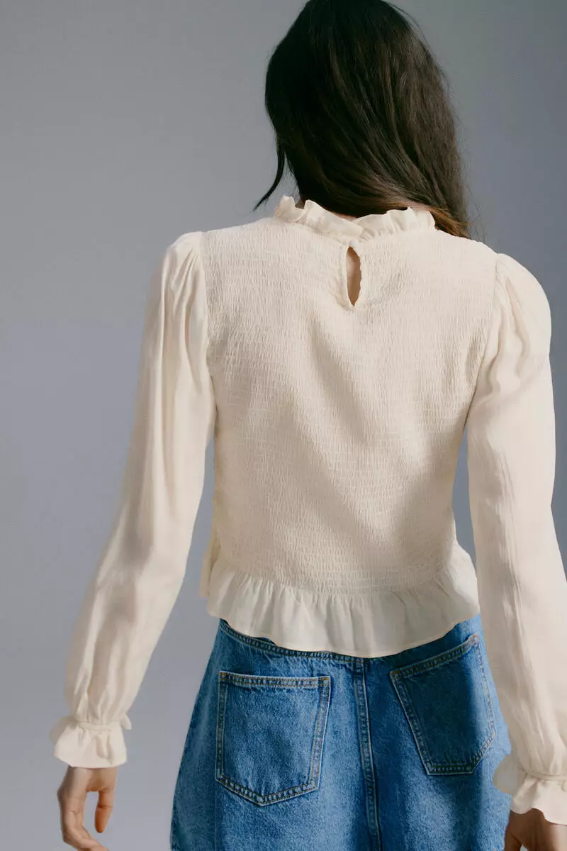 Smocked-bodice top