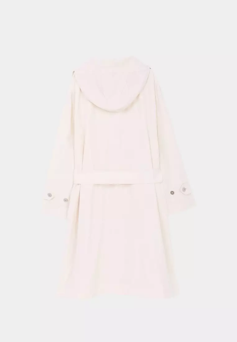 Cream White Hoodie Coat