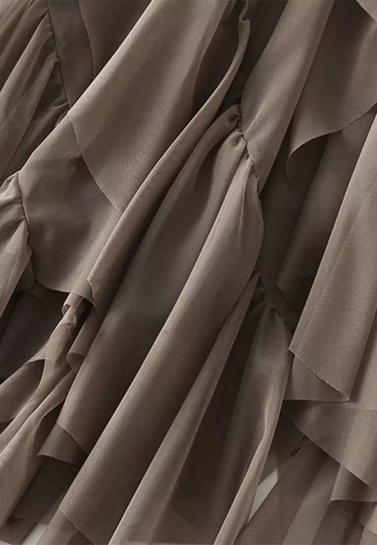 荷葉邊紗半身長裙 AF-D8808