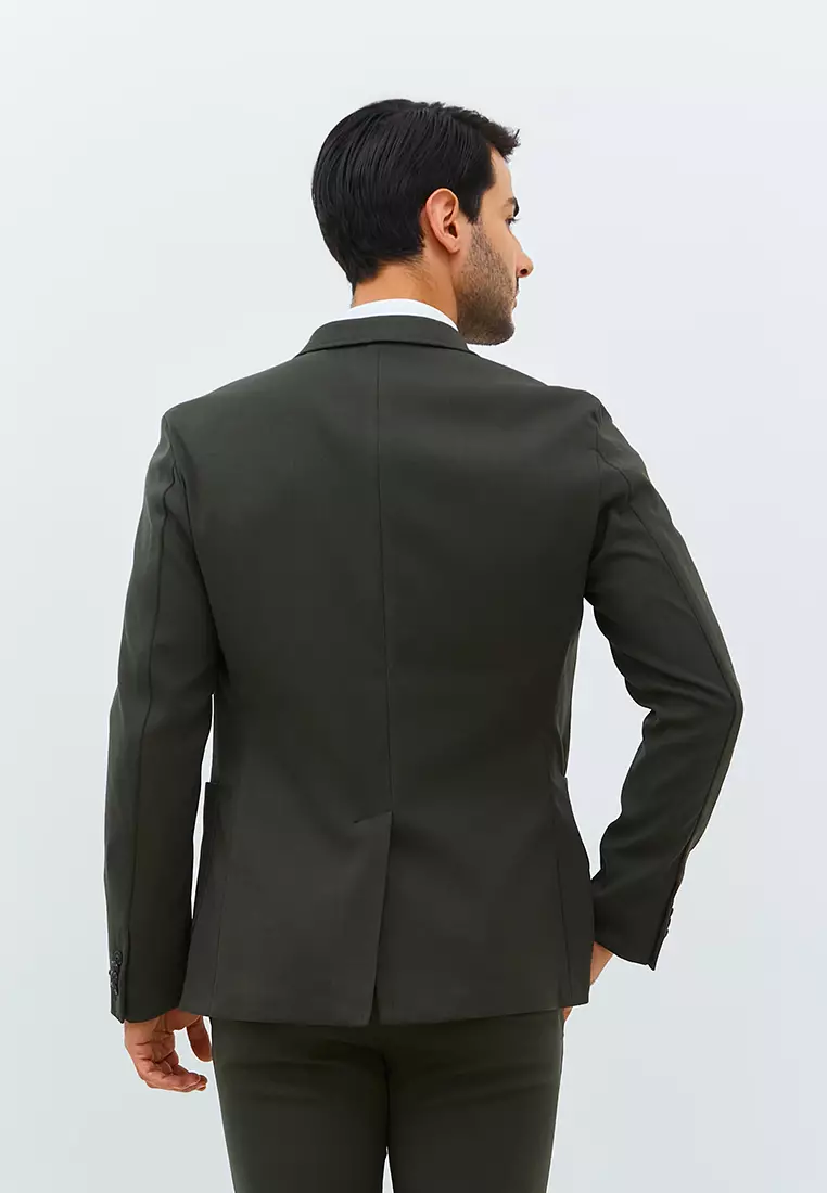 Jobb Rickman-T1 Blazer Pria Slim Fit Olive
