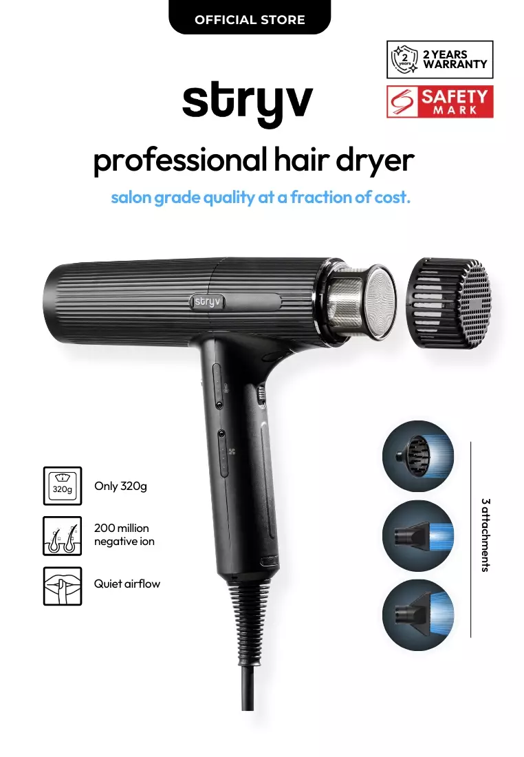 Professional Hair Dryer - Powerful & Light, SG Plug 230V
