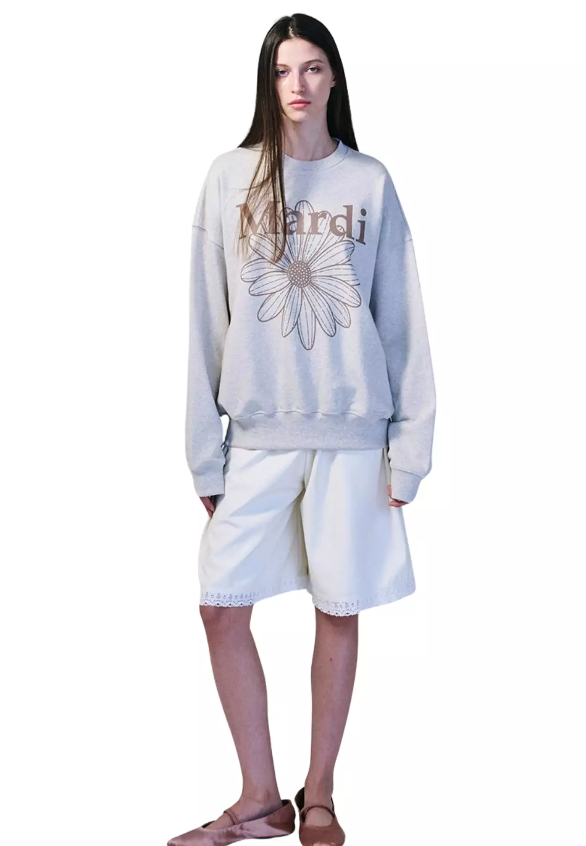 ●Mardi Mercredi●SWEATSHIRT FLOWERMARDI-OATMEAL TAUPE 