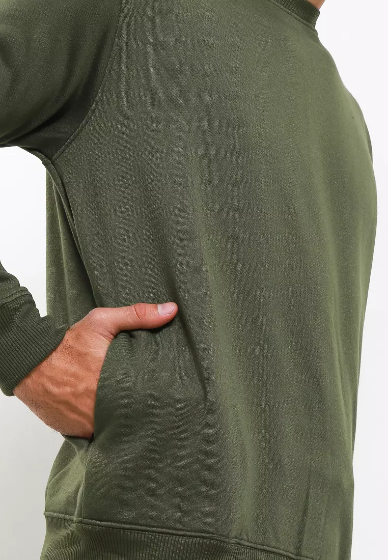 Cotton Well Sweater with Hidden Pocket Army | Jaket Tebal dengan Kantong Tersembunyi Hijau Olive