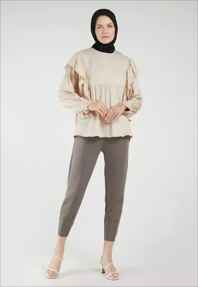 Mayonette Novalee Top - Baju Atasan Wanita Terbaru Blouse Korean Style - Nude