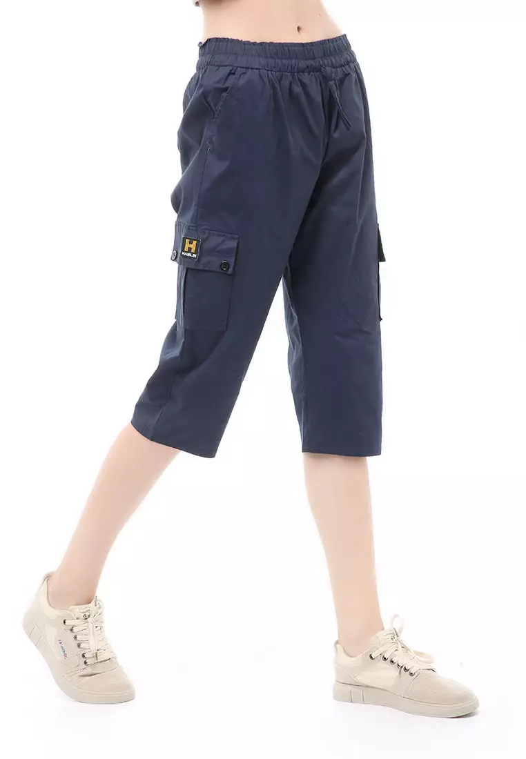 Madoc Short Pants Celana Pendek Kasual Wanita 7/8 Style Pocket Material Cotton ORIGINAL - Navy