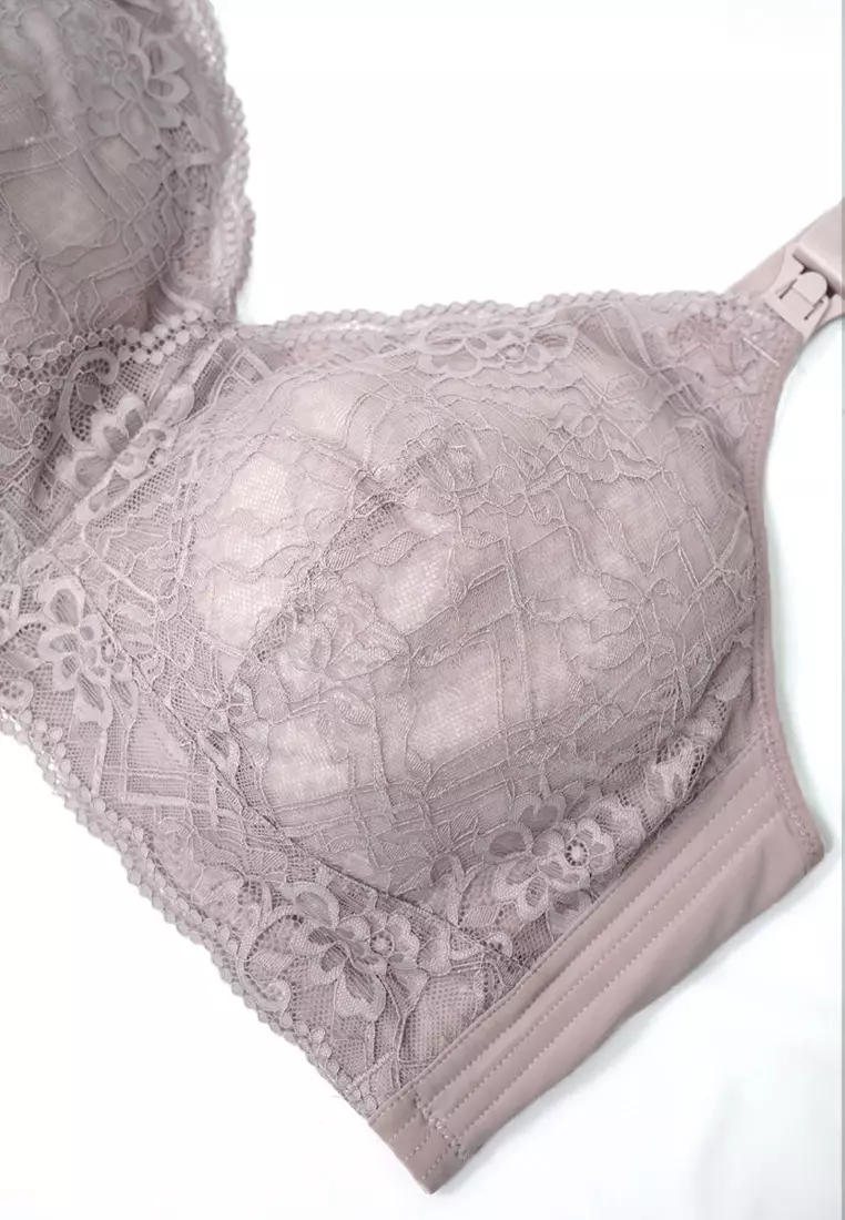 Mauve Plus Size Lace Nursing Bra