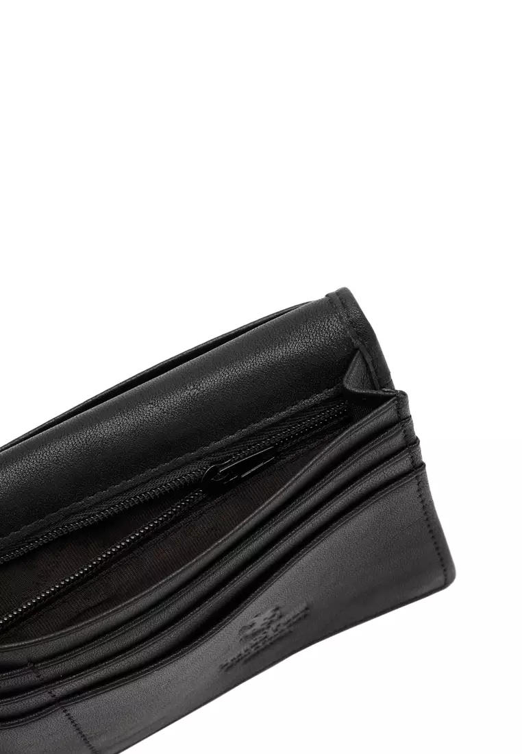 Men's RFID Blocking Bi Fold Long Wallet - Black