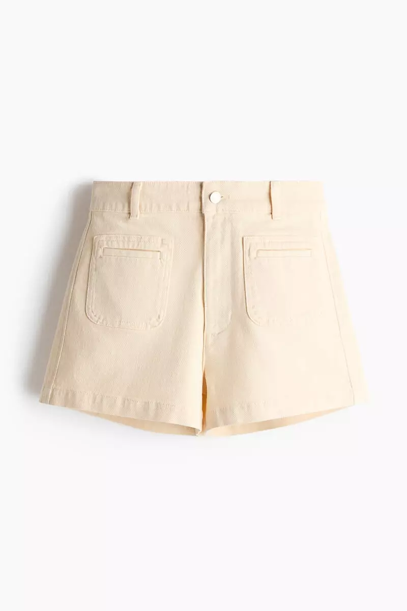 High-waisted denim shorts