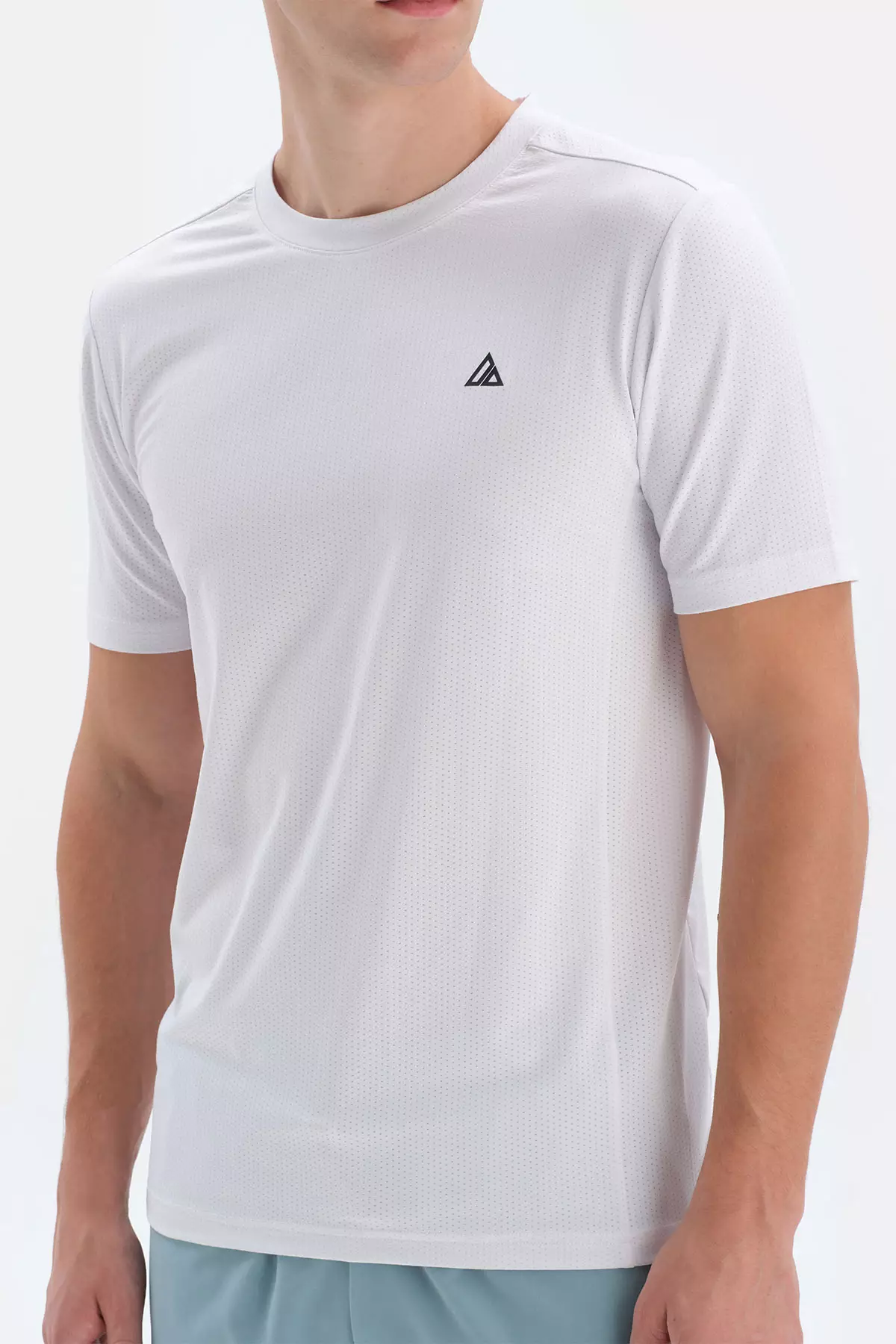 White T-Shirt, Crew Neck, Regular Fit, Short Sleeve Activewear for Men