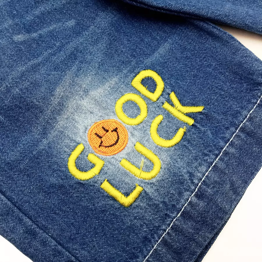 Wakakids Celana Pendek Jeans Anak Laki Laki Usia 6 Bulan Hingga 5 Tahun Kids Denim Short Motif Good Luck J044
