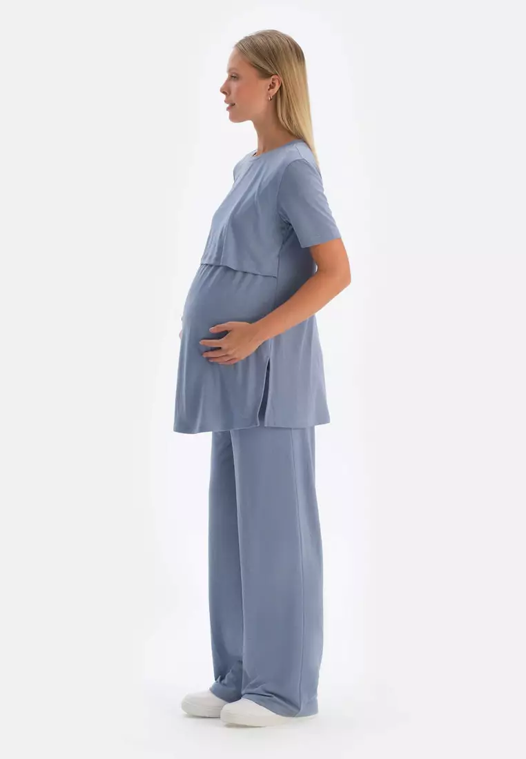 Indigo Maternity Trousers, Regular, Long Leg, Loungewear for Women