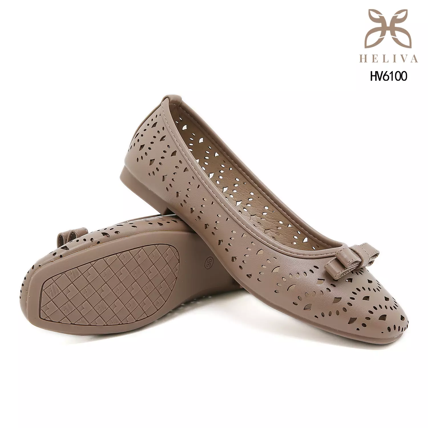 Heliva Lovina Laser-Cut Ballerina Flats with Sweet Bow Accent HV6100