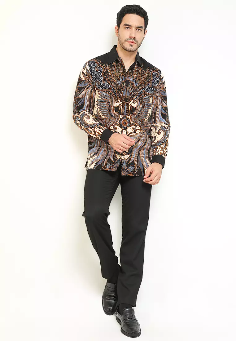 Kemeja Lengan Panjang Pria Reguler Fit Full Furing Rianty Prasaja Black
