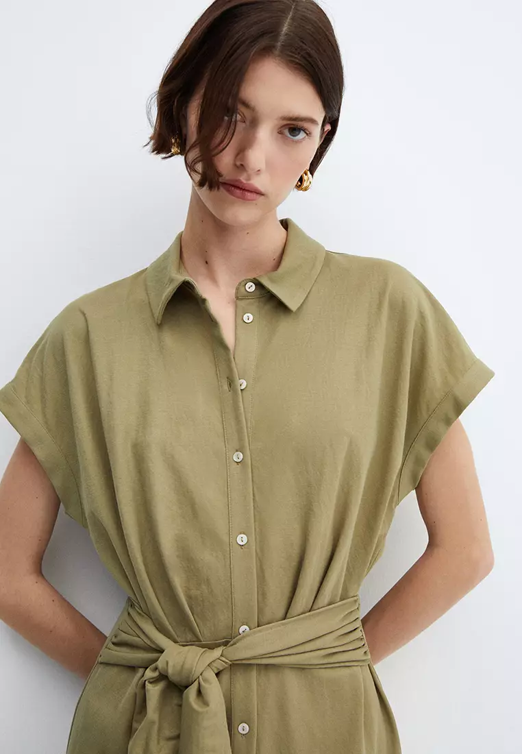 Bow shirt dress mango discount