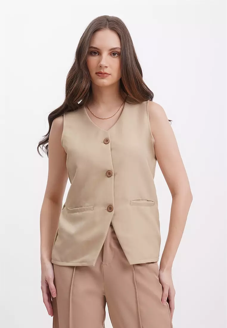 Dress Code Sleeveless Button Down Vest