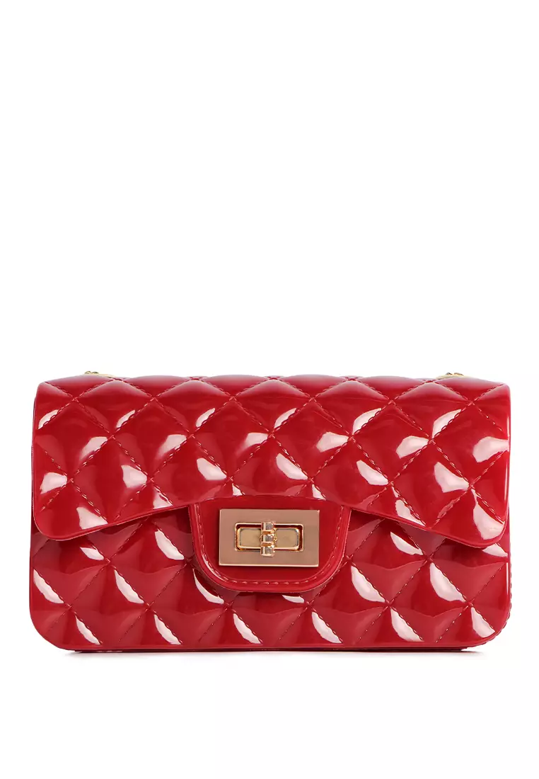 Red quilted new arrivals purse