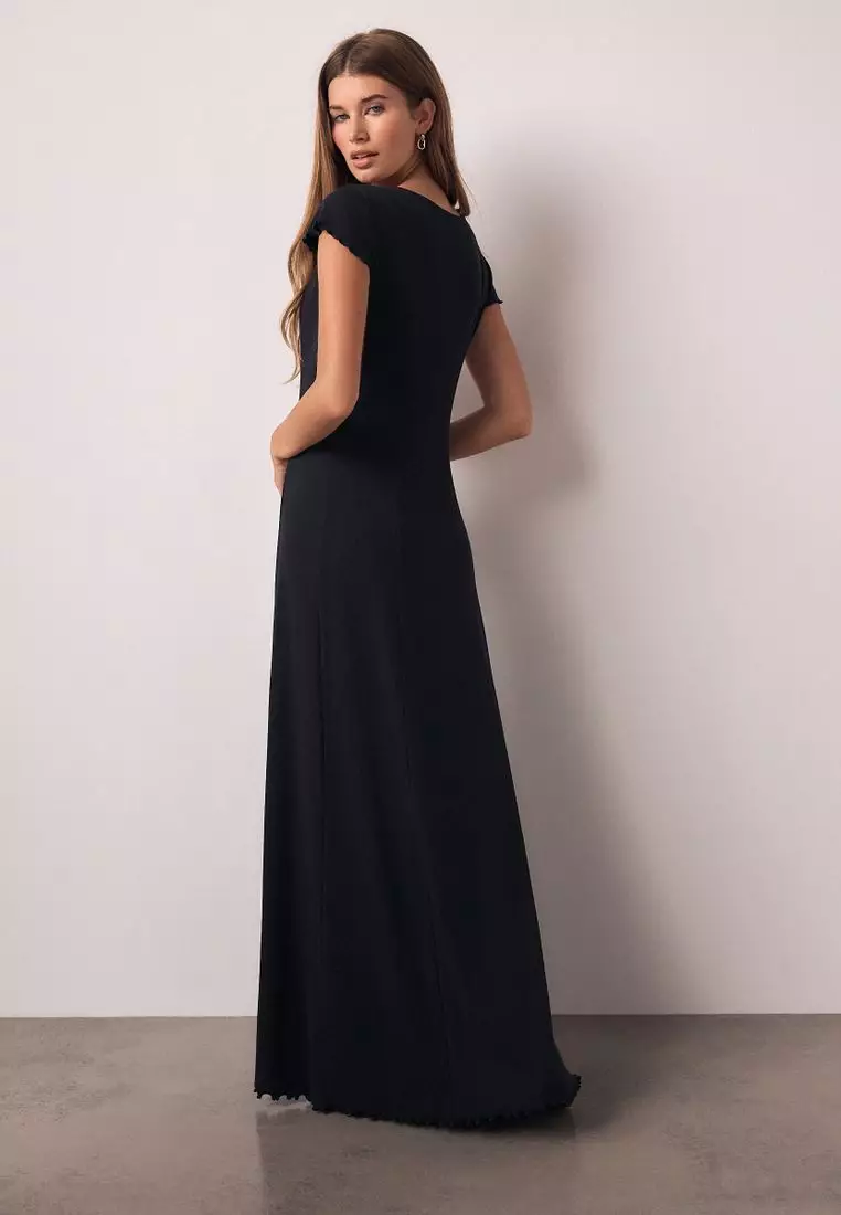Short Sleeve Jersey Button Through Maxi Dress