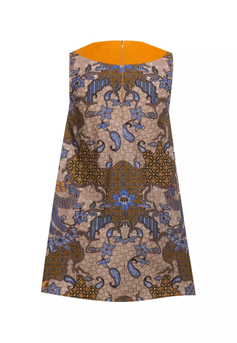 Baju Anak Perempuan Dress Rafila Batik Kids Brown Tanpa Lengan