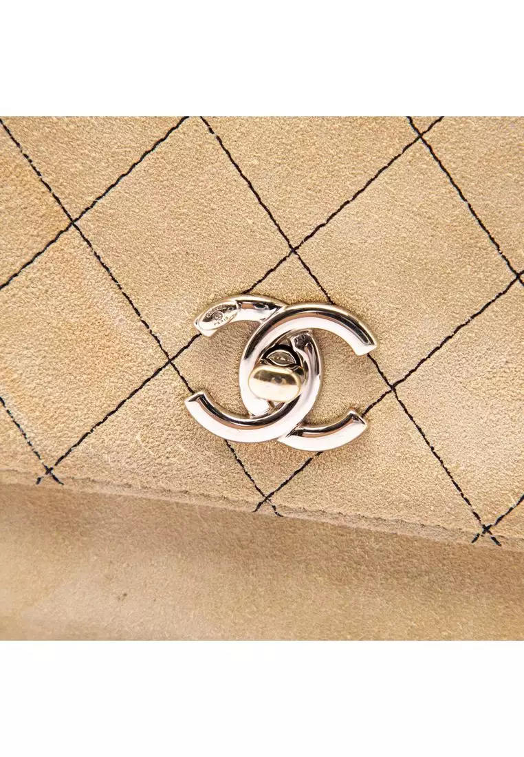 Pre-Loved Chanel Medium Cc Quilted Suede Business Affinity Flap