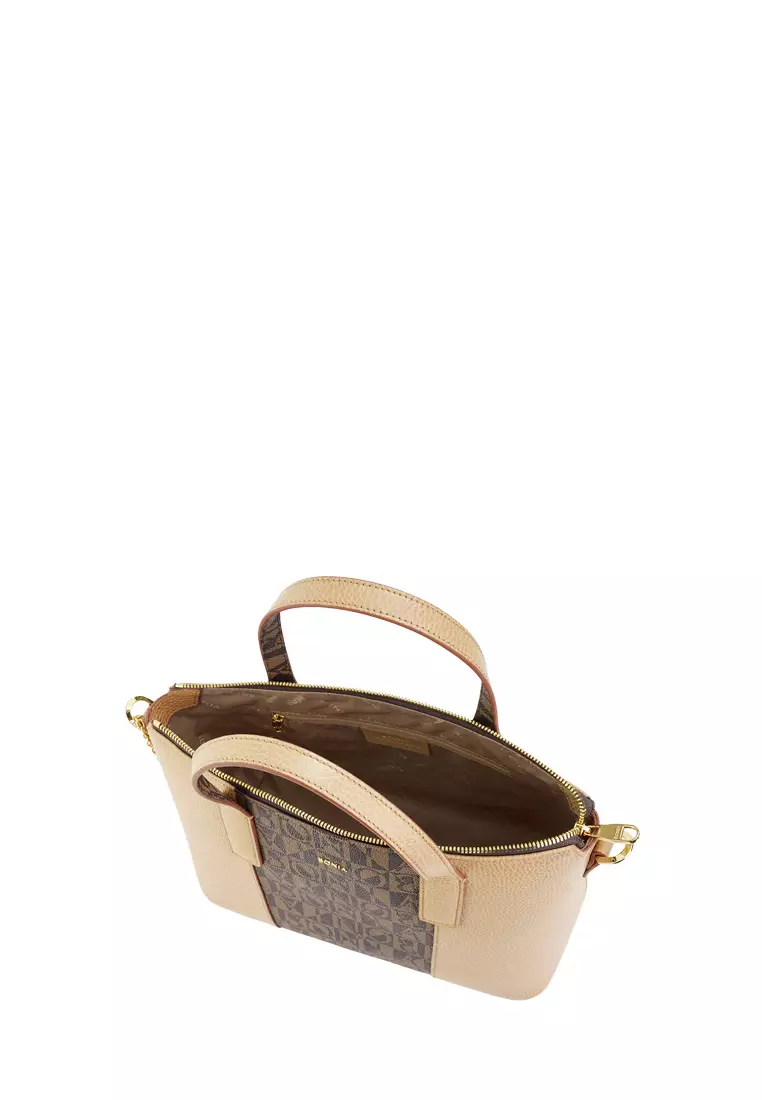 Bonia Brown Salva Monogram Large Satchel Bag