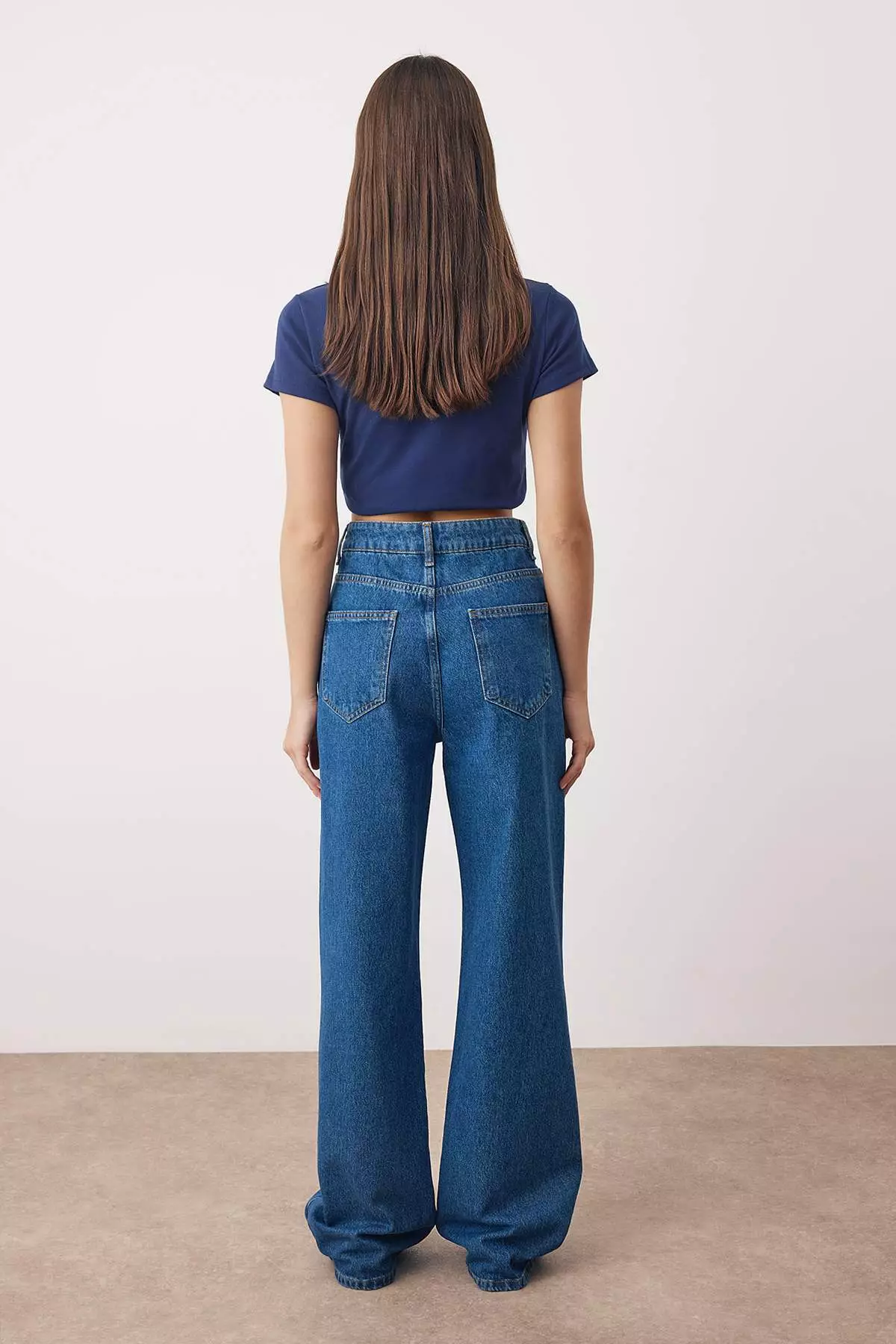 Blue High Waist Wide Leg Jeans