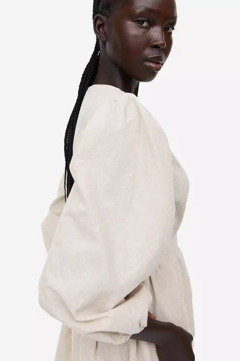 Linen-blend wrap dress