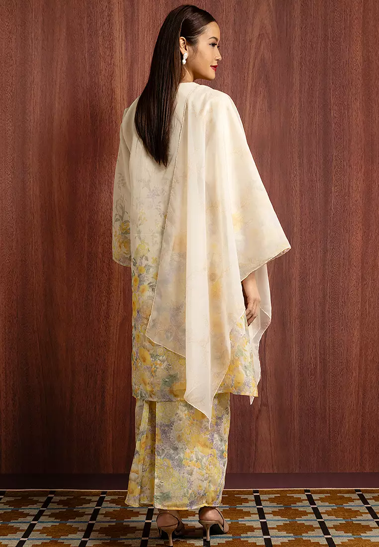 IRIS PRINTED KURUNG LABUH SET WITH SHAWL