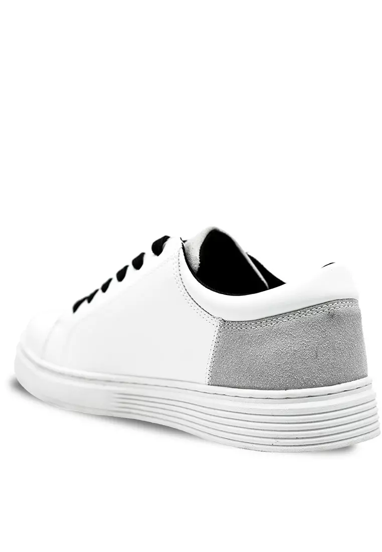 Men Lace Up Faux Leather Round Toe Lifestyle Sneakers