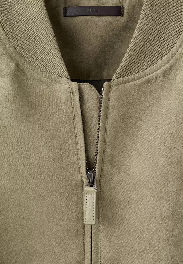 Suede-Effect Bomber Jacket