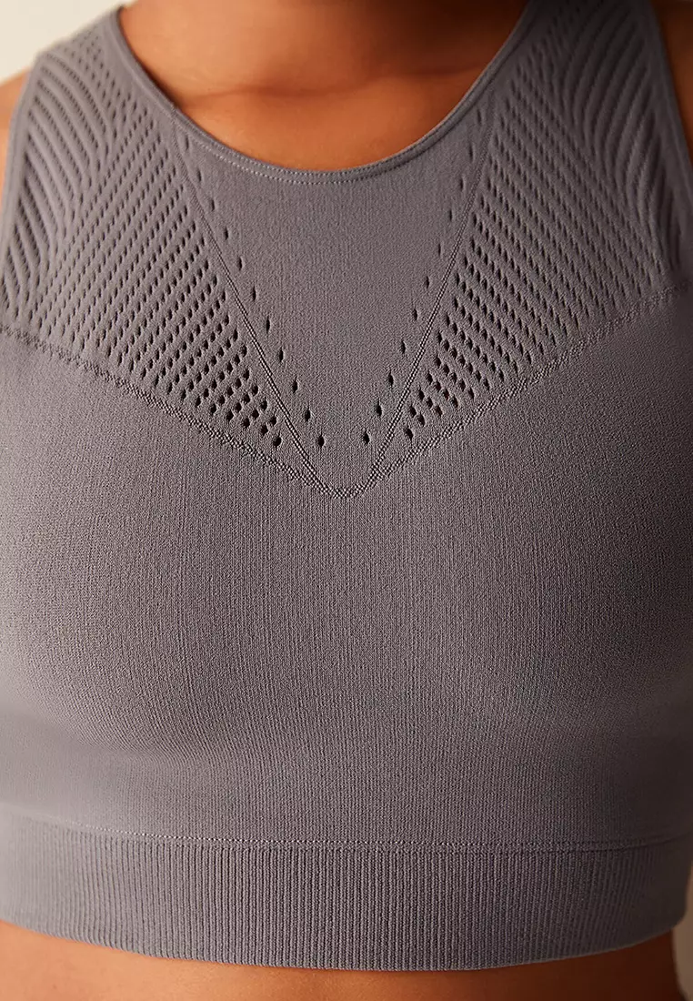 Gilly Hicks Go seamless round neck crop top in grey