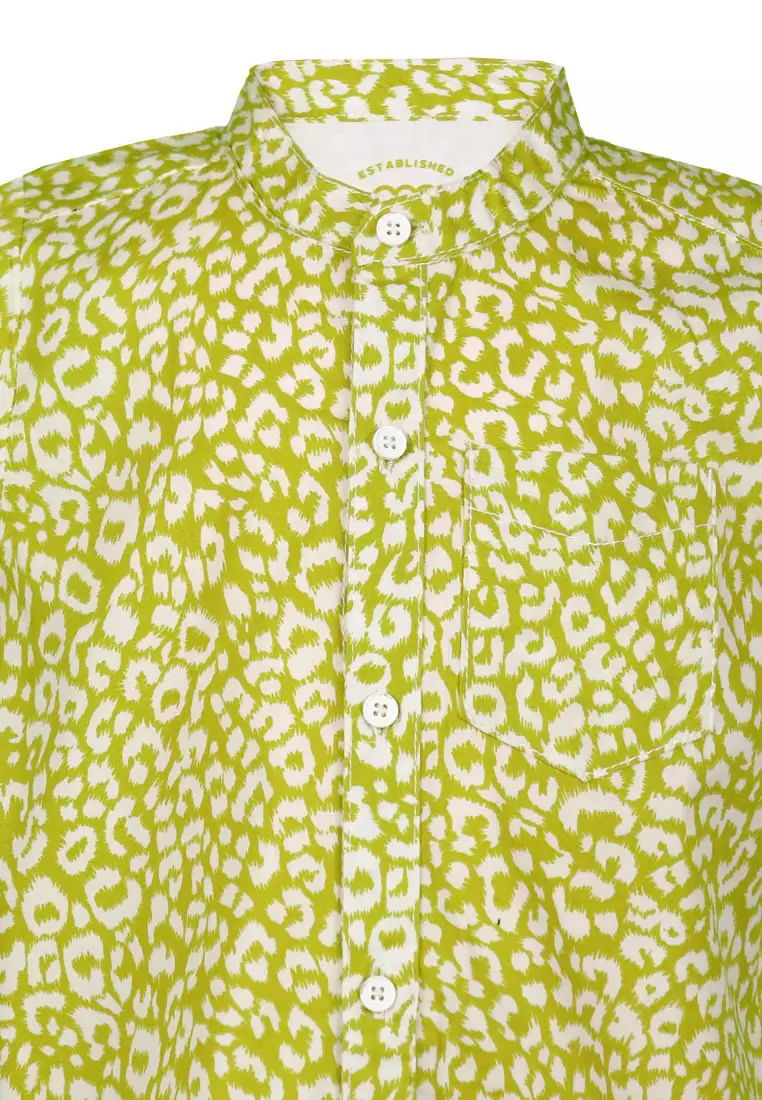 Qna Boy Gatsbi Kemeja Anak Hijau Motif