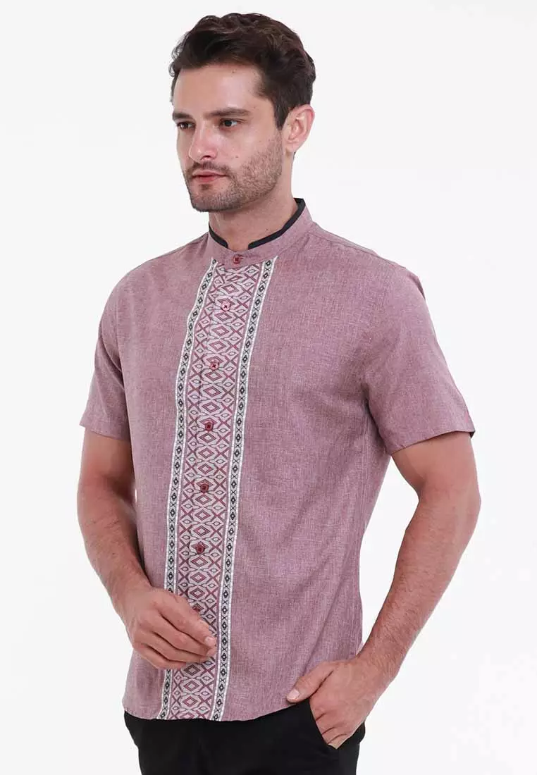 MAGINOT ALZAM MAROON Koko Slim Fit Lengan Pendek