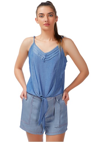 London Rag blue Lazy Day Off Tie - Down Cami Top in Blue D691BAAE20A22EGS_1