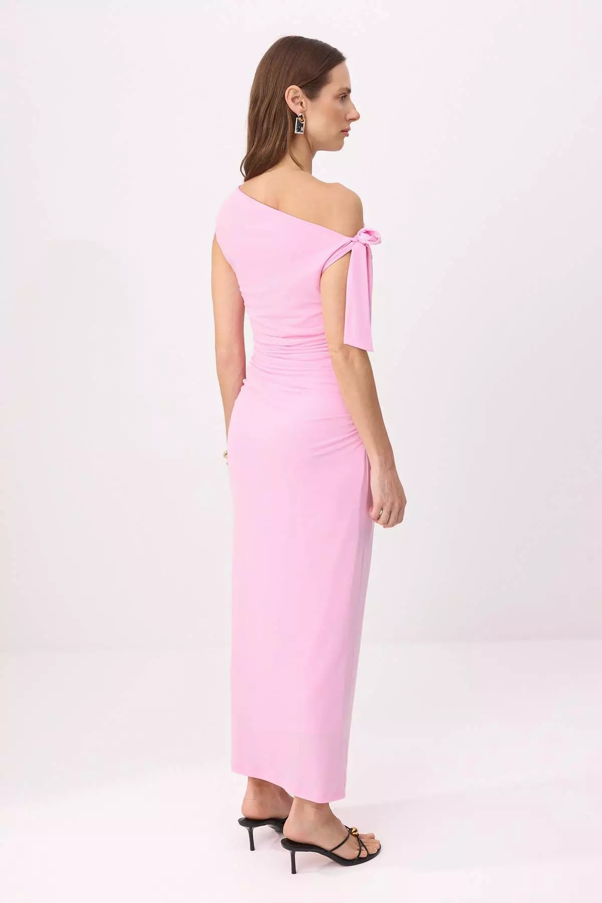 Pink Fitted/Bodycon Maxi Stretchy Pencil Knitted Dress Twoss24El563