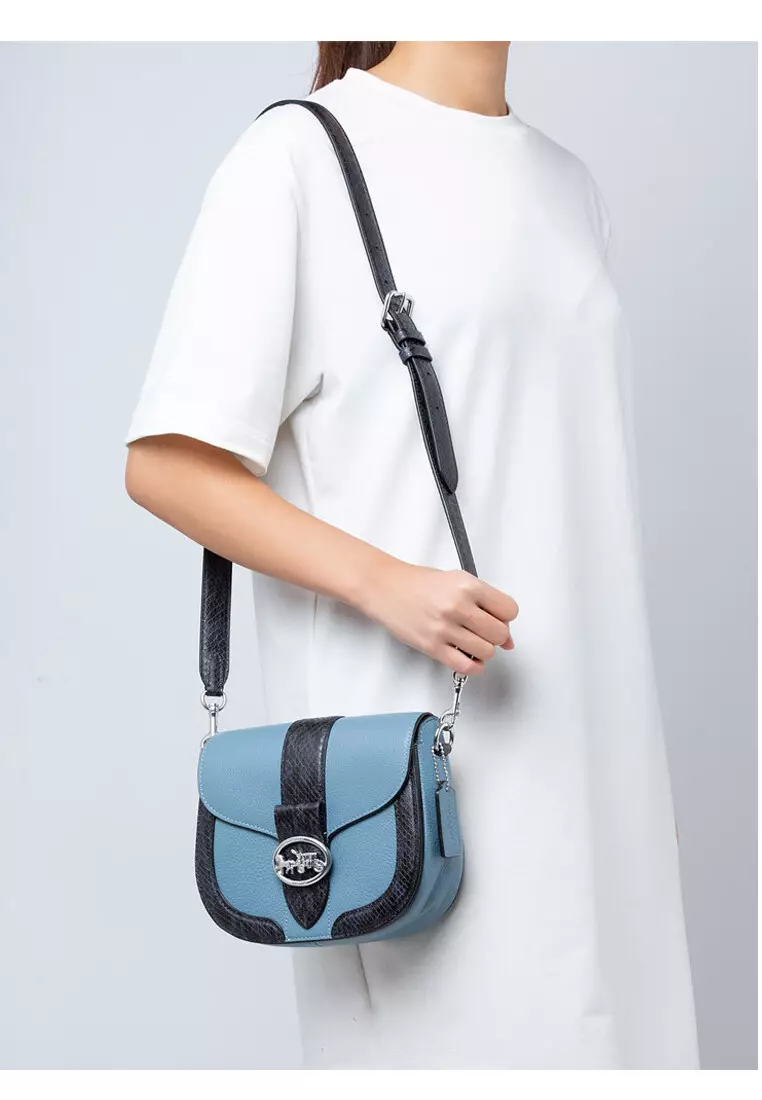 Georgie Saddle Bag In Signature Canvas - Indigo Blue