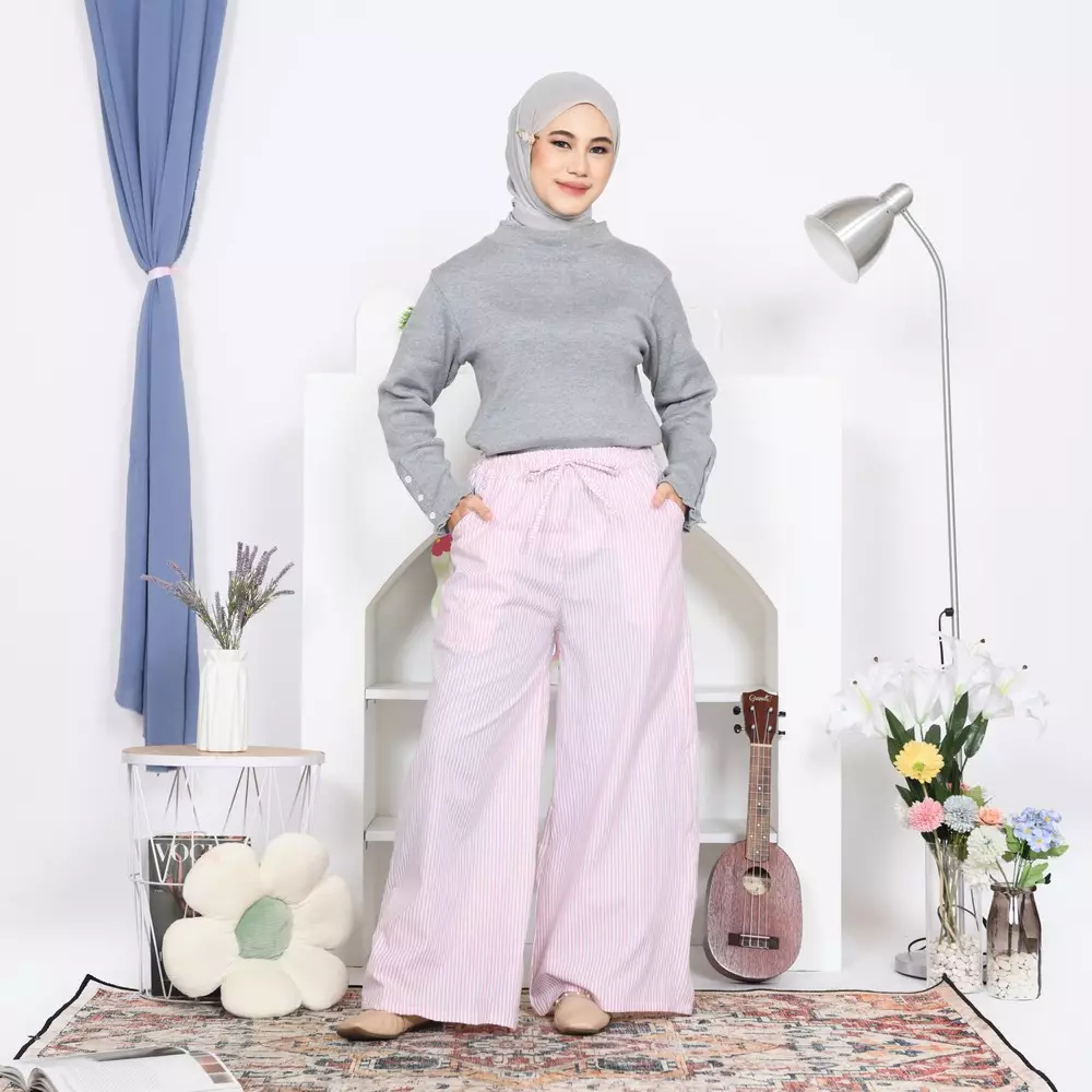 Shaya Stripe Pants - Cot. Stripe Pink M19836 R60S2