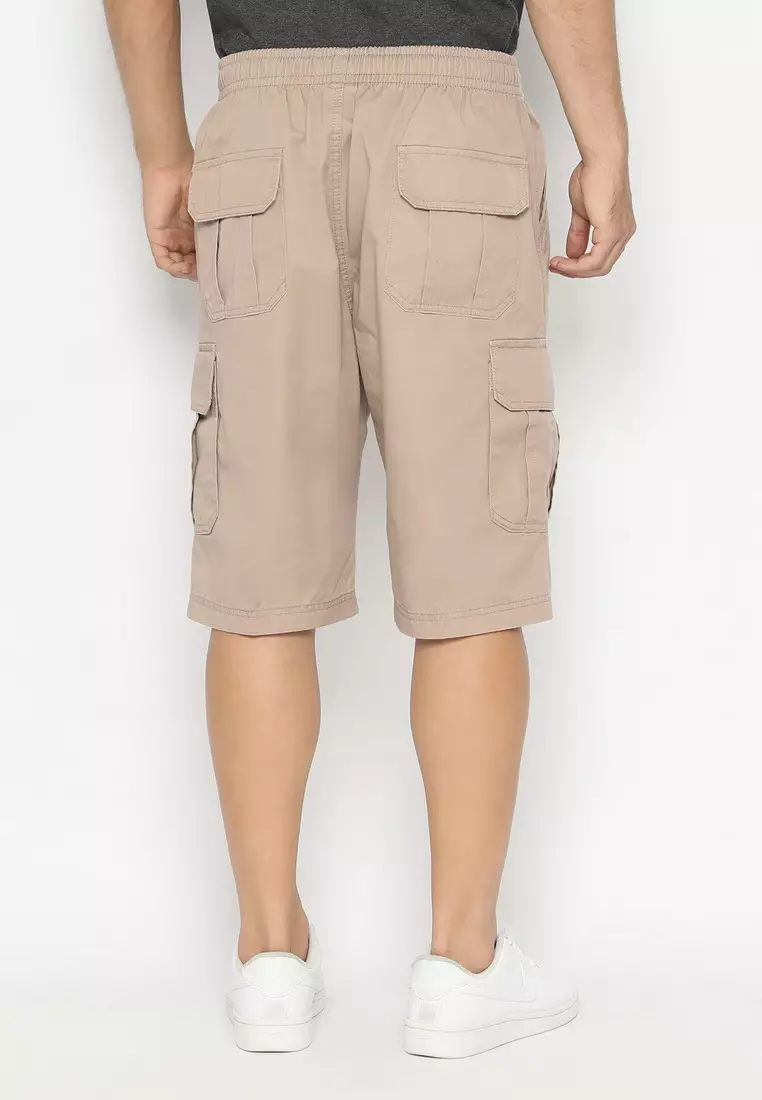 RBJ Celana Pendek Karet Cargo Cotton Coklat Pria