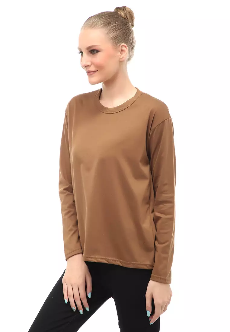 Dreama Kaos Oversized Long Sleeves Atasan Wanita Relaxed Fit - Mopan Polos